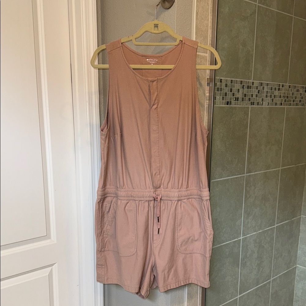 Athletes Tan Sleeveless Romper Size 1x with pockets and drawstring